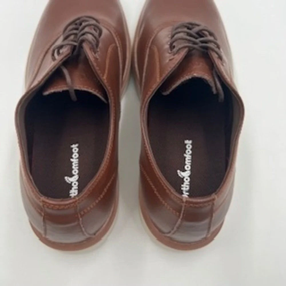 OrthoComfoot Mens‎ leather Brown Oxford Dress Shoes OFLK07B Size EU 42 US 9